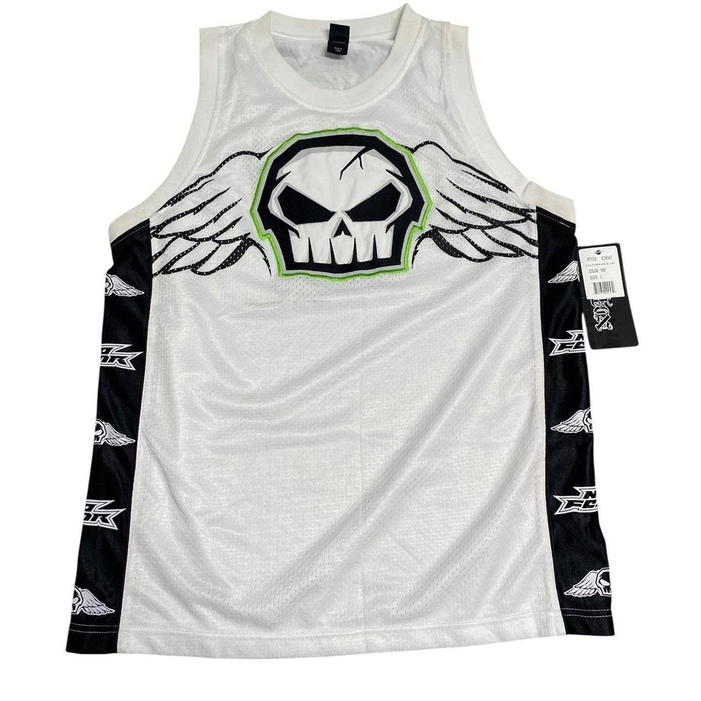Y2K Fatal Clothing Skull Wings Mesh Tank Top NWT